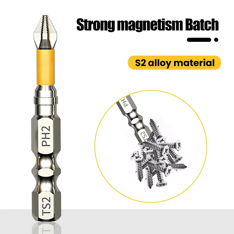 PH2 Magnetischer Batchkopf Kreuzschraubendreher Härte Rutschfester Bohrer Schraubendreher Handwerkzeuge 25/50/65/70/90/150 mm – Detail 6