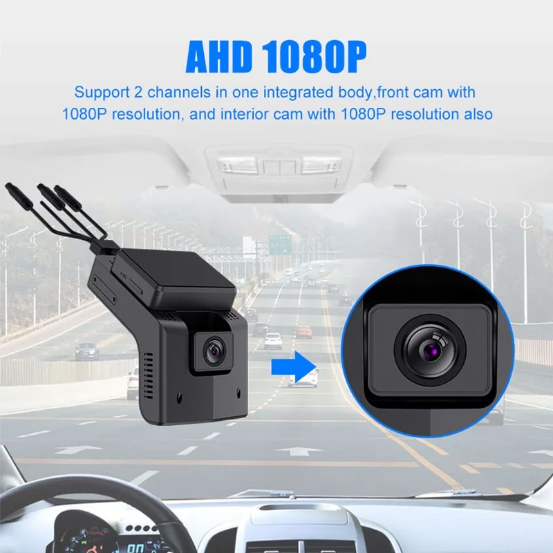 4CH ADAS DMS Dashcam & Video Recorder Wide-Angle Dual Lens 1080p 4G AI Vehicle DVR WiFi/GSM 512G TF Card 1 Year Warranty