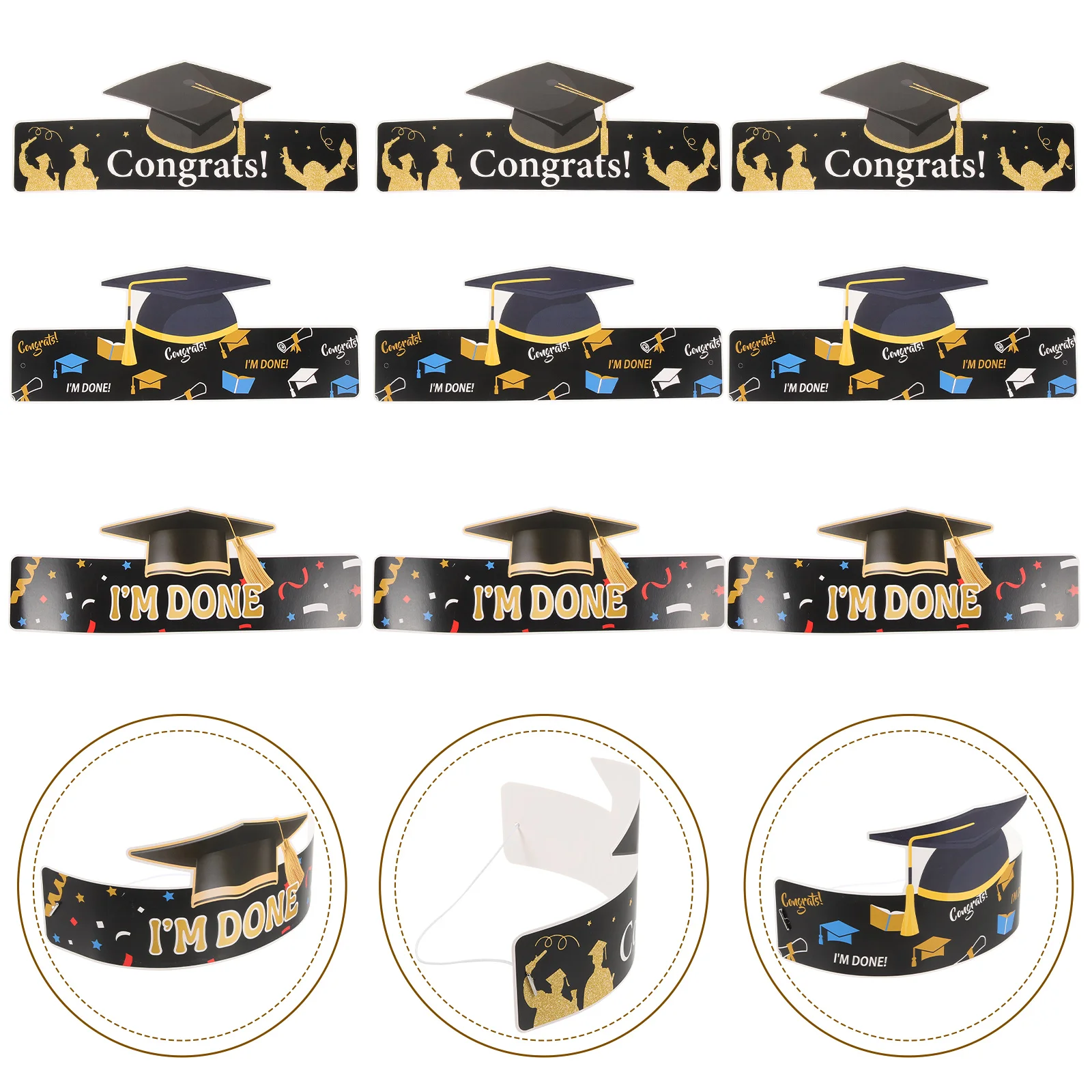 

9 Pcs Paper Graduation Caps Hats for Adults Kids DIY Craft Party Favors Decorations Lightweight Design Graduation Gifts