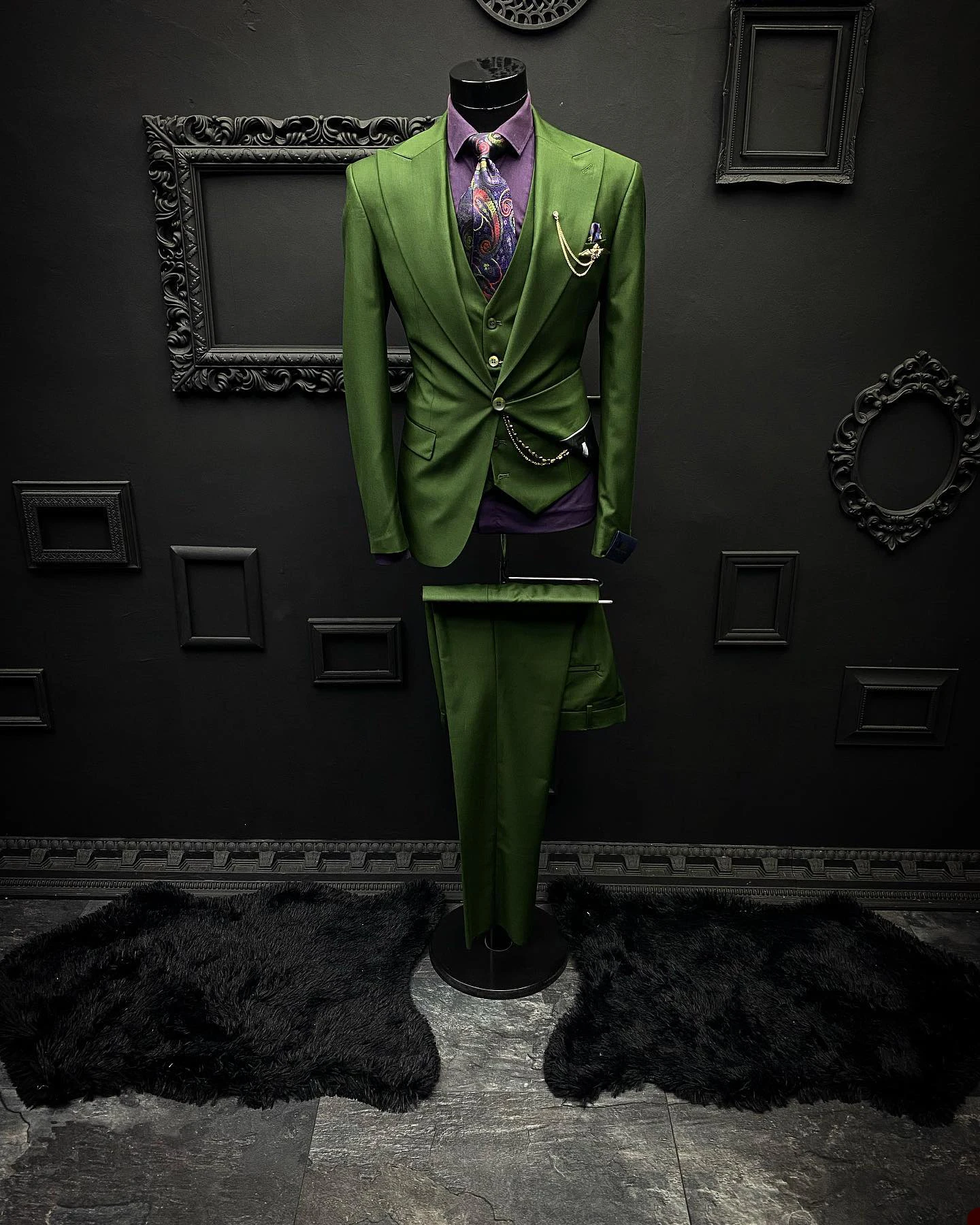 Traje de boda verde brillante para hombre, hecho a medida esmoquin, abrigo de 3 piezas, pantalón y chaleco, ocasiones formales, disfraz de cantante de fiesta