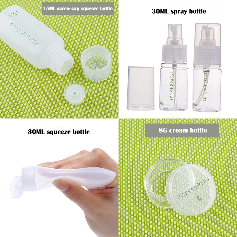 Set di bottiglie per dispenser cosmetico da viaggio da 10 pezzi, bottiglia vuota per cosmetici portatili per la cura della pelle, bottiglia spray portatile per aereo