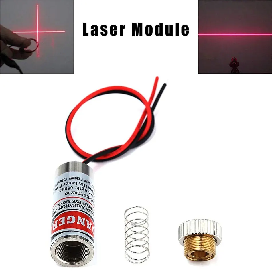 3pcs Dot/Line/Cross Laser 650Nm Focusable Focus Adjustable Lens Laser Red Dot Diode Module 3-5V with Driver Plastic Lens