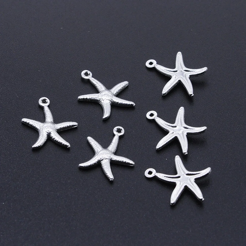 10 sztuk/partia 316 rozgwiazda ze stali nierdzewnej Charms hurtownie nigdy nie niszczą bransoletki zawieszki zaakceptować zamówienie OEM najwyższej jakości — zdjęcie 4
