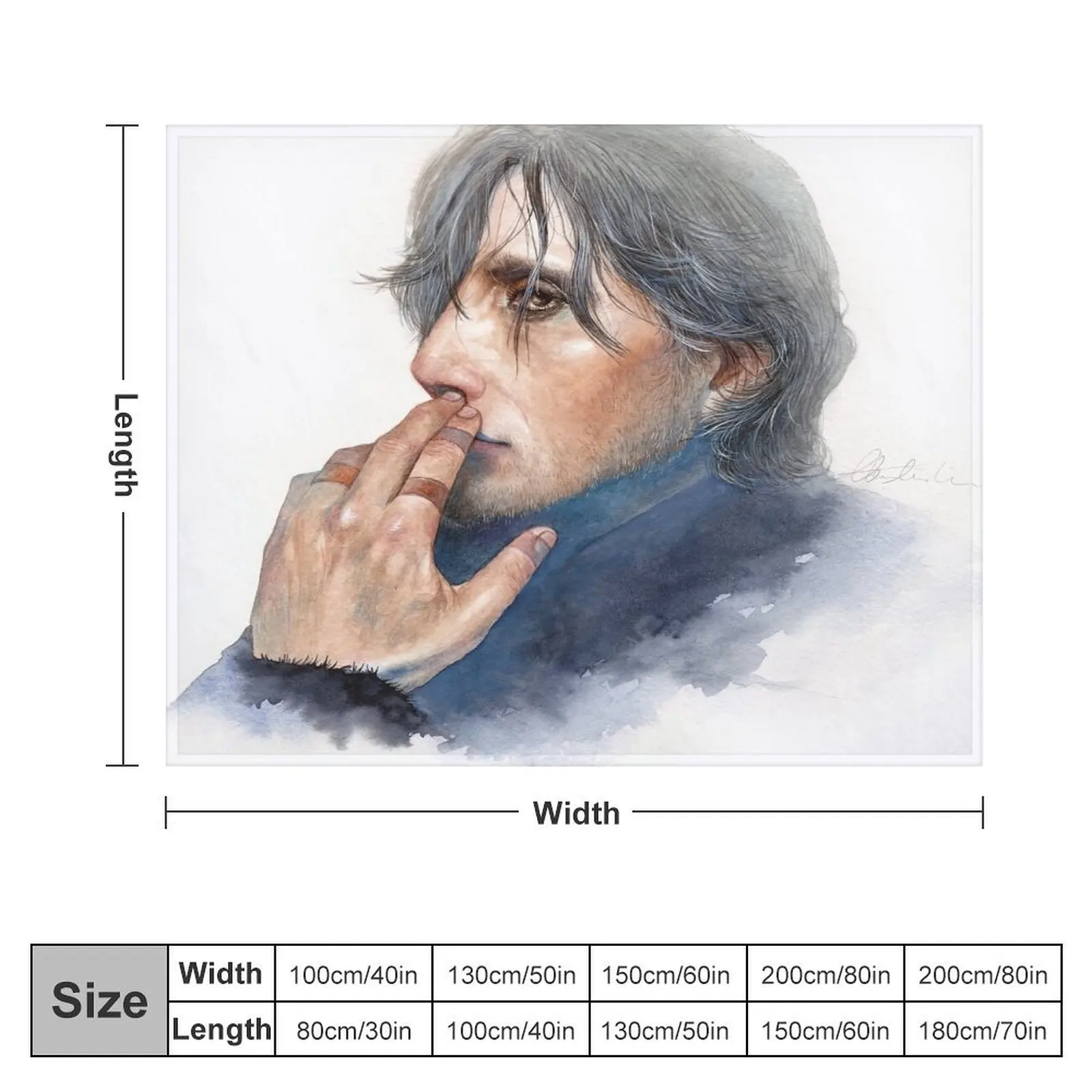 Mads Mikkelsen / Sexiest man in Denmark / Watercolor Portrait Throw Blanket Luxury St Furry Blankets