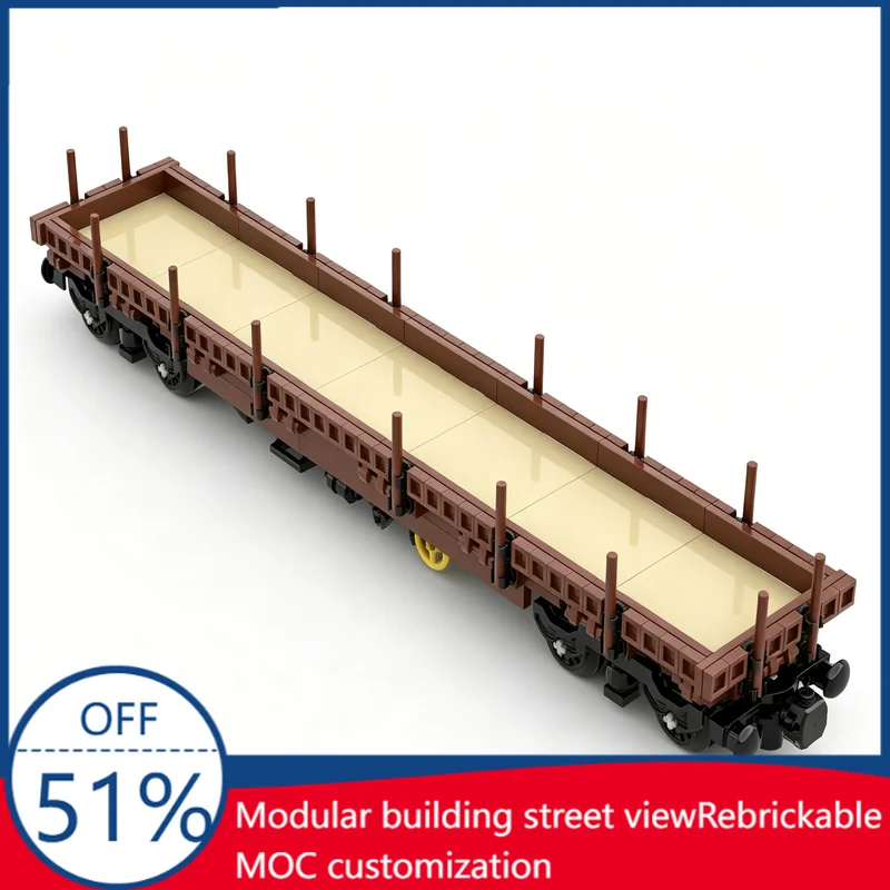 

387Pcs Flatcar Wagon Double Bogie Version 1 Custom Building Blocks Railway Freight Car Model Educational Assembly Toy Collectors