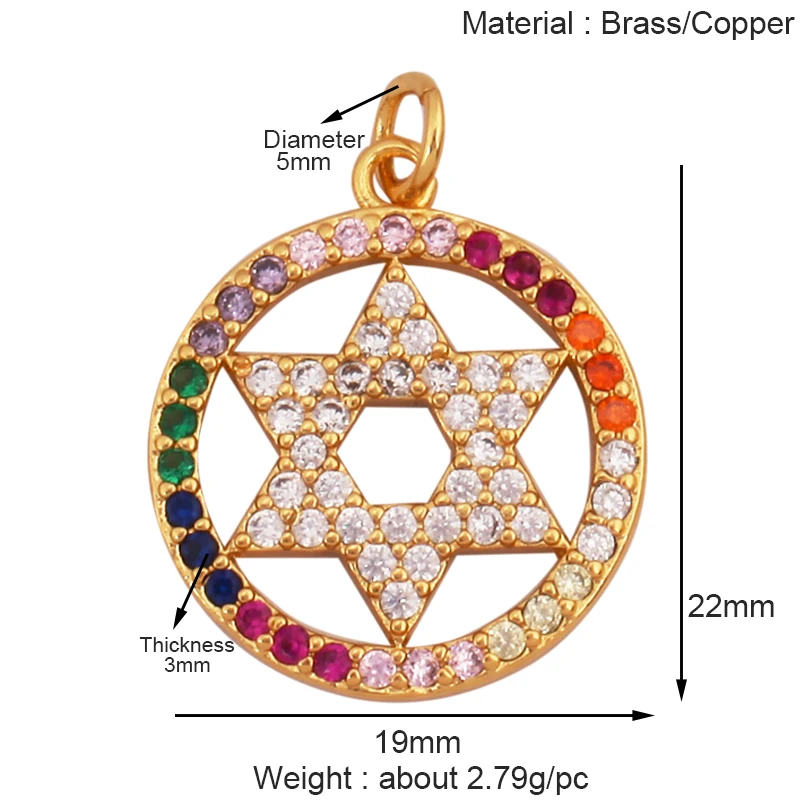 Delicacy Blue Moon Star Charm Pendant,Brass Pave Cubic Zirconia CZ Crystal,Necklace Bracelet Jewelry Accessories Supplies K56