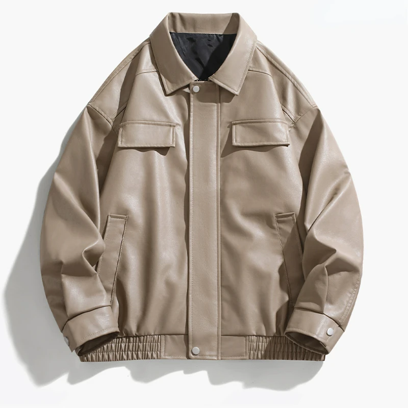 

2024 New Leather Jacket Maillard Brown Short Bat Motorcycle Wind Leather Jacket Retro Jacket Coat Motorbike Jacket