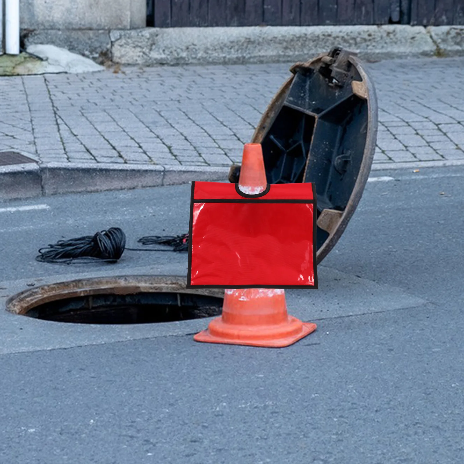 Manchon de sécurité pour cône de circulation, panneau d'iode, message d'avertissement extérieur, housse PE, 2 pièces