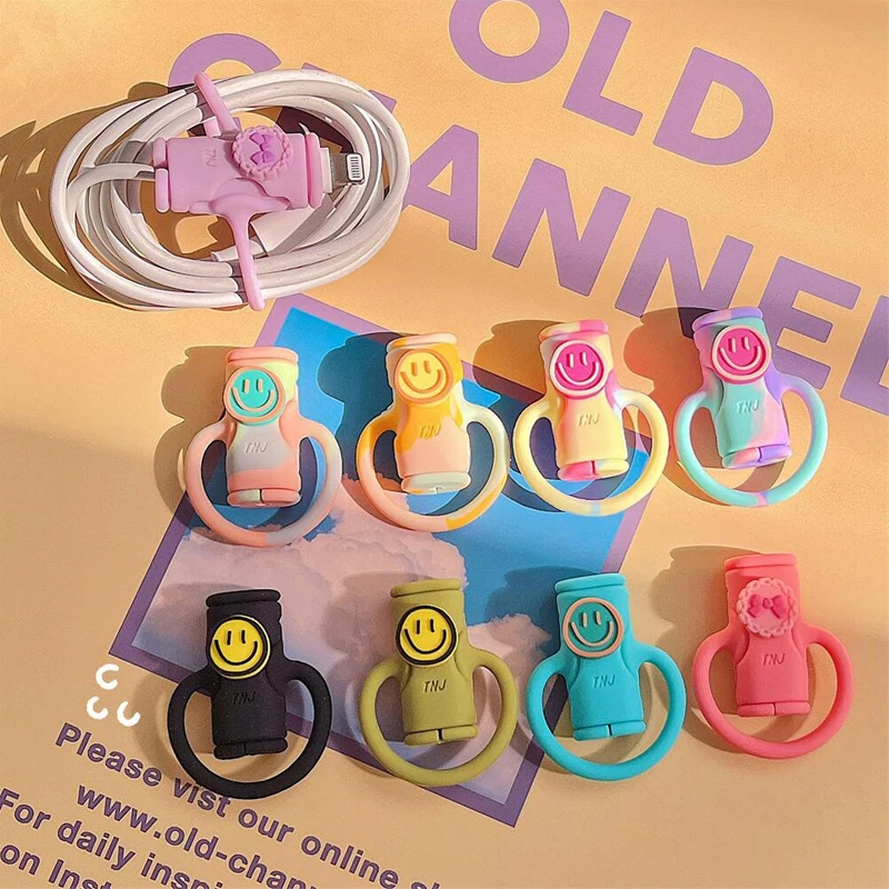 

2023 2 in 1 Cute Cartoon Cable Soft Silicone Protector Cord Wire Protection Mini Cover Charging Cable Winder Protector Cover