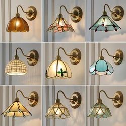 Nordic Glass Wall Light Tiffany Style Dresser Mirror Front Hallway Balcony Bedroom Living Room Dining Room Home Decor Wall Lamp