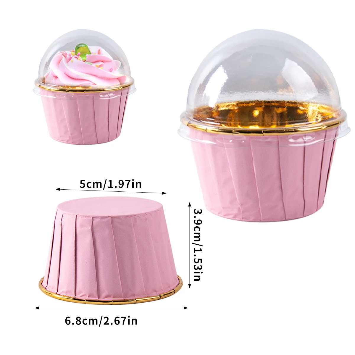 25/50pcs Mini Foil Gold Muffin Paper Cups with Lid Cake Wrappers Birthday Wedding Party Baking Pastry Tools Party Supplies