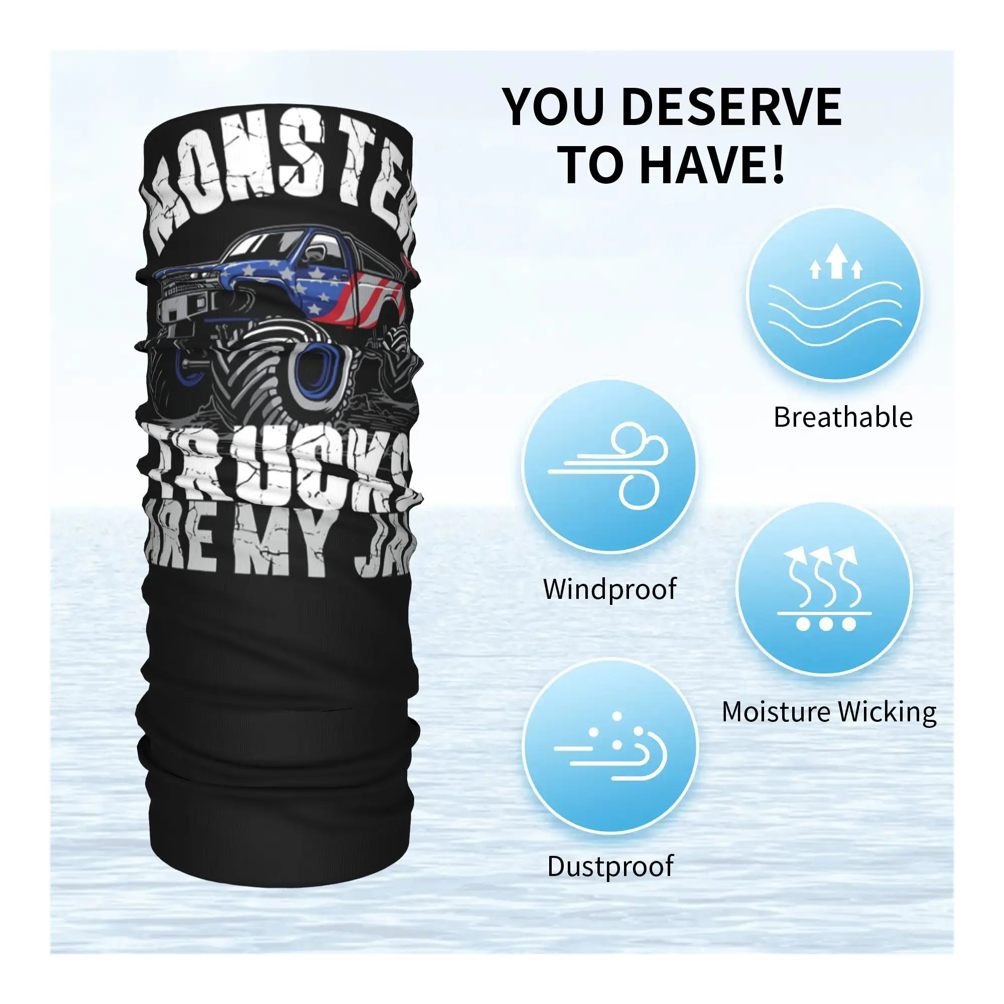 Monster Trucks Are My Jam Bandana Pescoço Gaiter Impresso Lenço Facial Multifuncional Máscara Facial Correndo Para Homens Mulheres Adulto Respirável