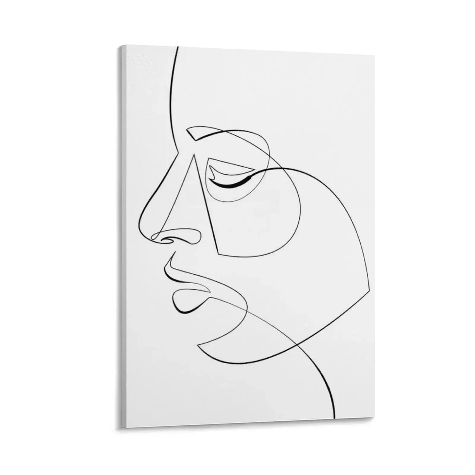 

Close Your Eyes Minimal Face Linework Canvas Painting japanese room decor decor interior paintings home and decoration