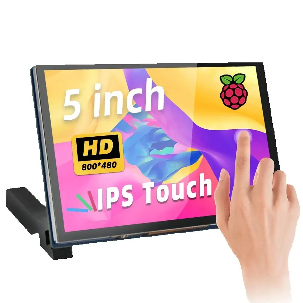 شاشة iUoYoMon مقاس 5 بوصات 800 × 480 DSI IPS، شاشة تعمل باللمس لـ Raspberry Pi 5 4 B 3 B+ A+ بدون سائق