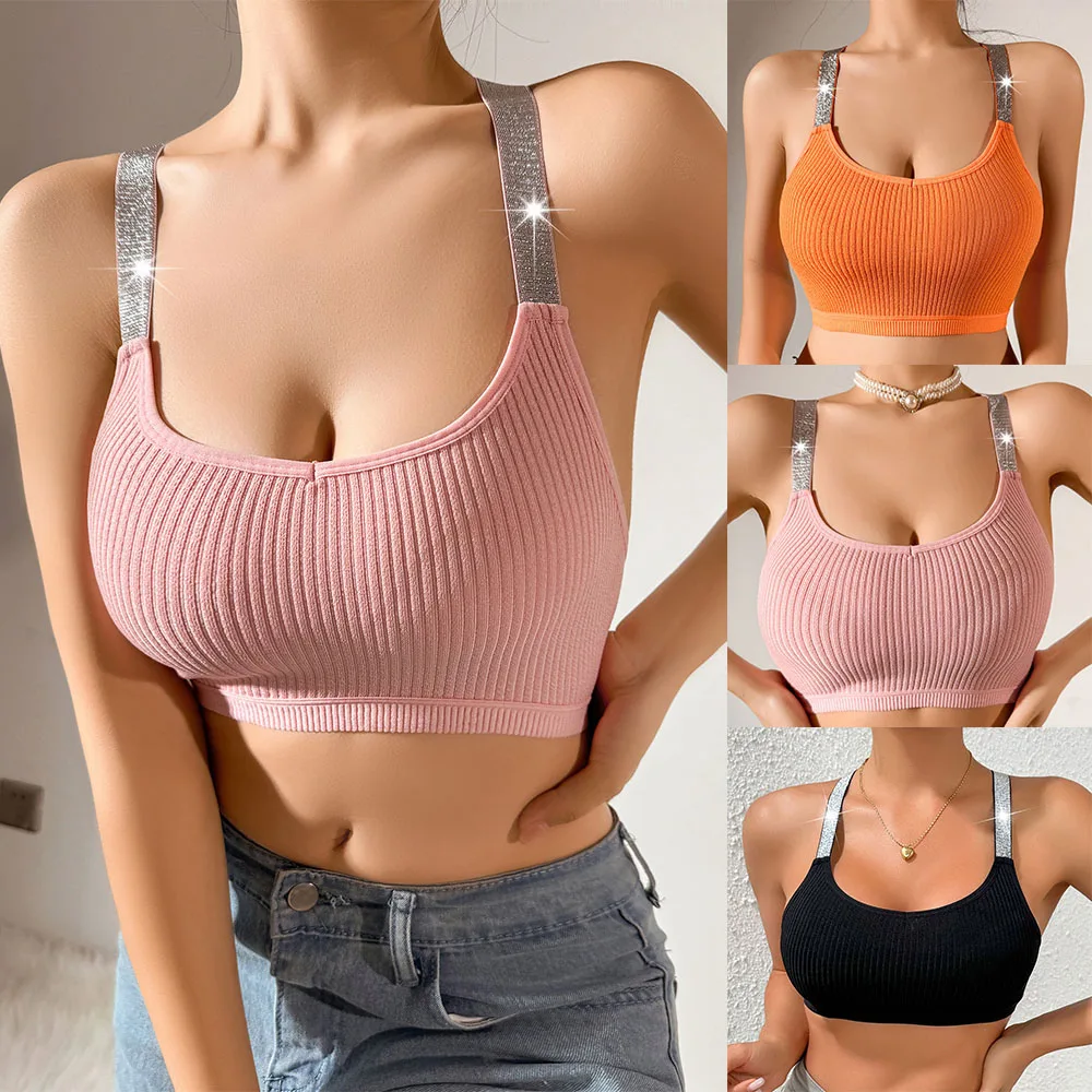 Sexy Fashion Girls Halter Tank Crop Top Tees Summer Push Up Bra Sleeveless Backless Vest Tops Streetwear Lingerie Underwear Tops