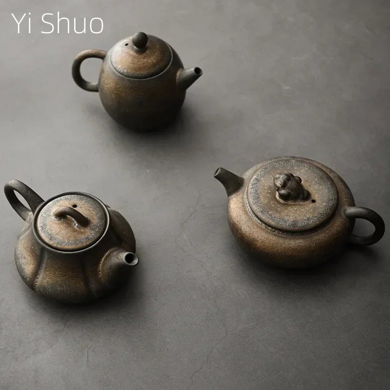 Japanese Style Handmade Vintage Gilding Teapot  Kung Fu Tea Set Hand Ewer Small Tea Making Device Tea Kettle Ceramic Pot