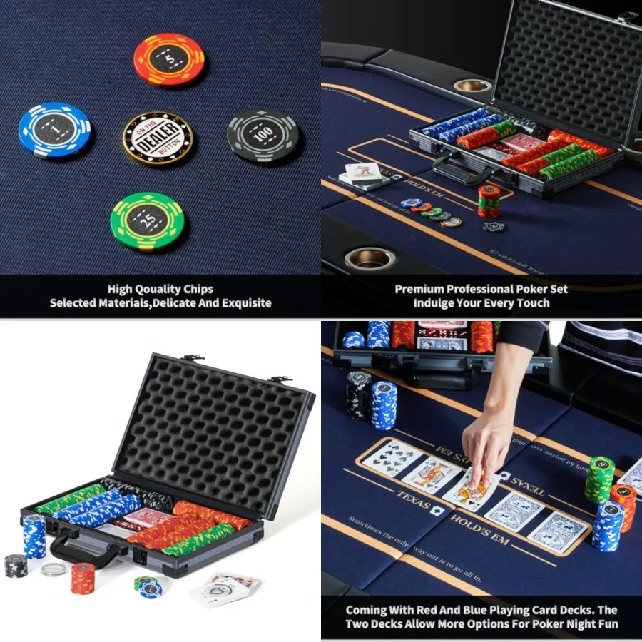 

Poker Chips, 14 Gram Clay Poker Chip Set with Deluxe Travel Case, Numbered Chips, Poker Set for Texas Holdem Blackjack Gambling