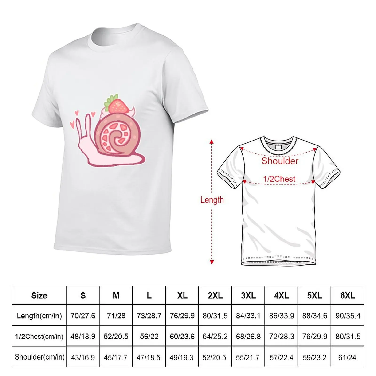 Strawberry Swiss Roll Snail T-Shirt t shirts cotton 100% man t shirts graphic men t shirt cotton 100% T-Shirt