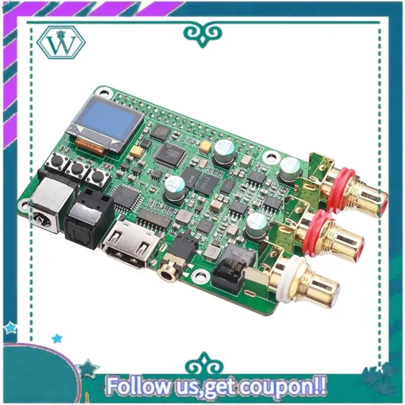 A75Q-For Raspberry Pi Es9038q2m DAC Decoder Board Hifi Audio, Coaxial, Fiber, I2S, Analog Output Supports 768K 32Bit, DSD512