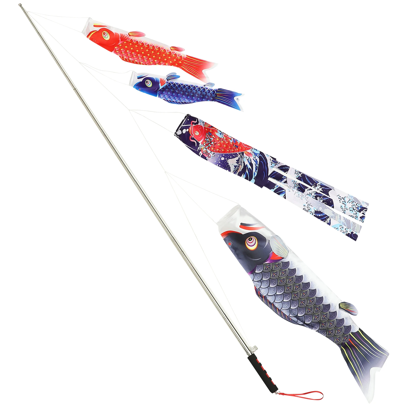 

Japanese Carp Windsock Decoration Satin Streamer Flag for Outside Hanging Koinobori Sushi Restaurant Pendant Outdoor Garden