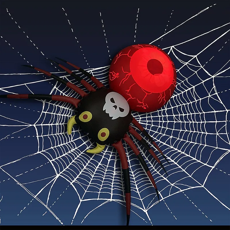 Araña inflable LED de PVC que brilla en la oscuridad, globo de araña, suministros para fiestas de Halloween, adornos de miedo para patio