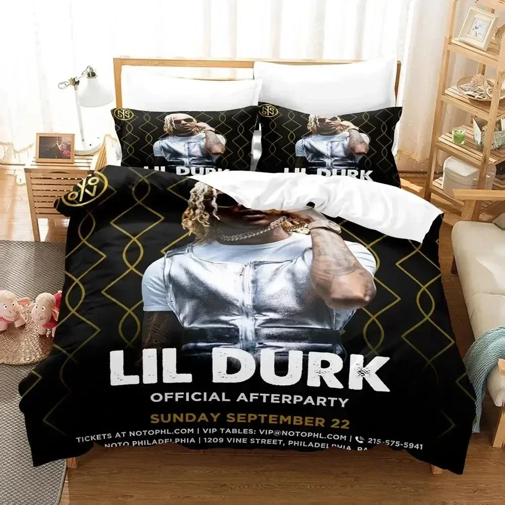 

3D Print Lil Durk Rapper Bedding Set Printed Bed Set With Pillowcase Bed Duvet Cover Soft Queen King Size Bedclothes Home