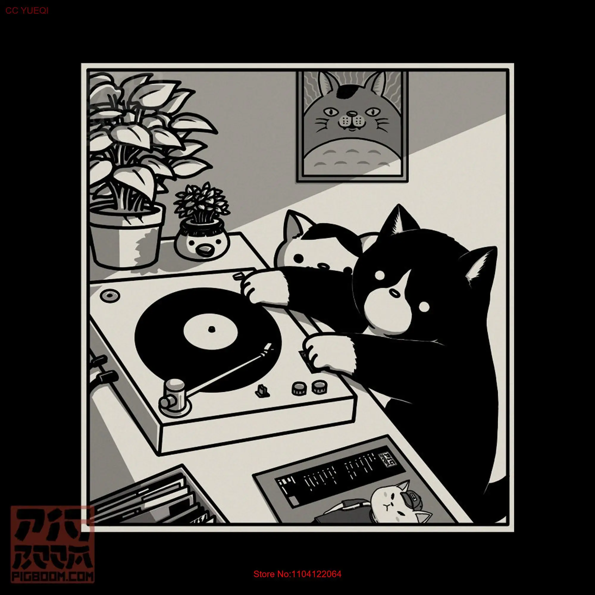 Record Scratch Cat Scratching Turntable DJ Vinyl Records Collector Player Lover Tuxedo Cute Cats T shirt