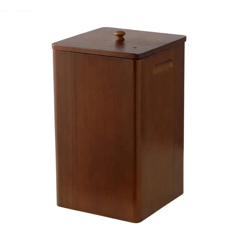 Modern Wooden Trash Can Storage Bucket Paper Basket Home Kitchen Bin Garbage Waste Cleaning Tools Accessories