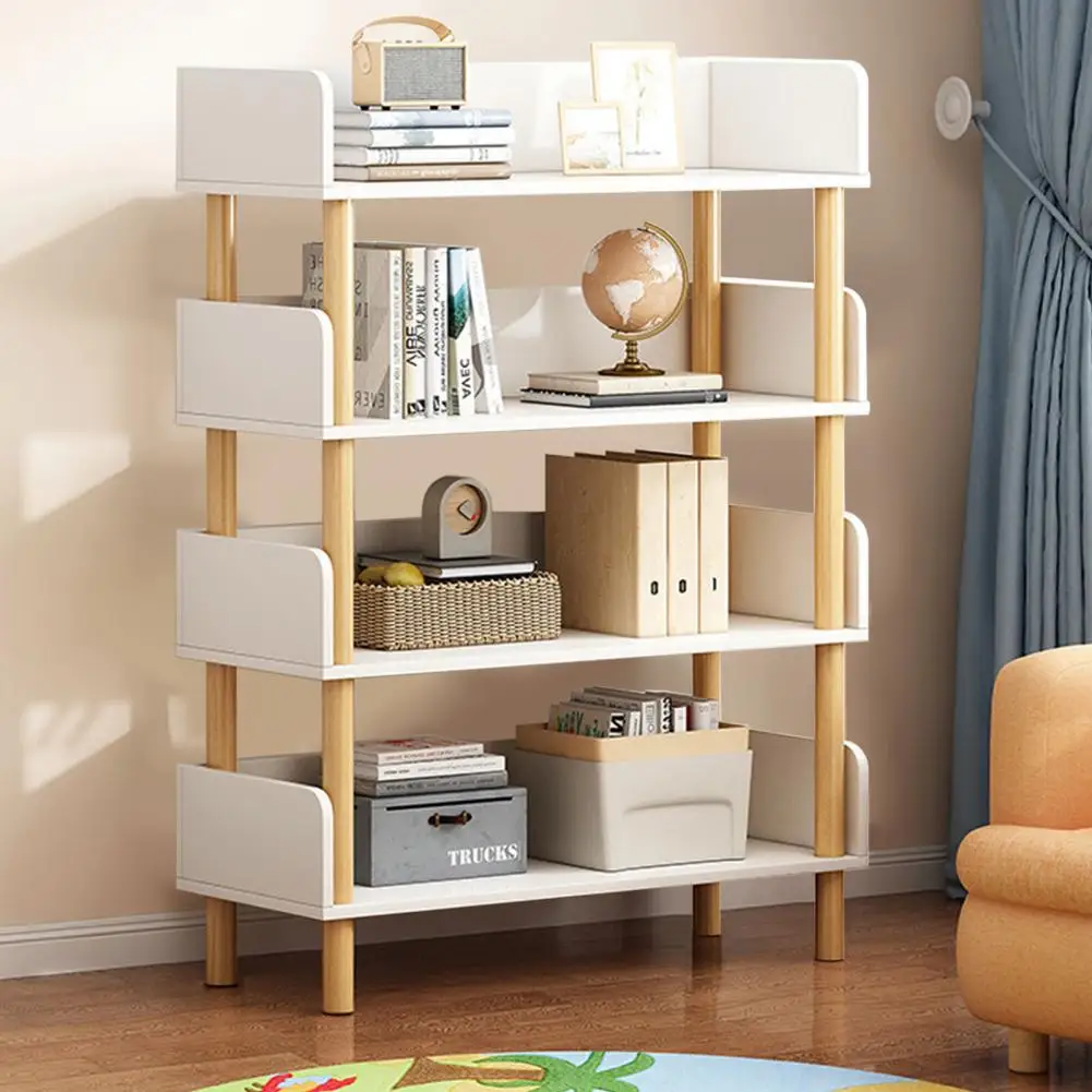 4-Tier Wooden Open Bookcase, Freestanding Kids Book Storage Stand, Multi-Layer Storage Reading Display Shelf for Home Office