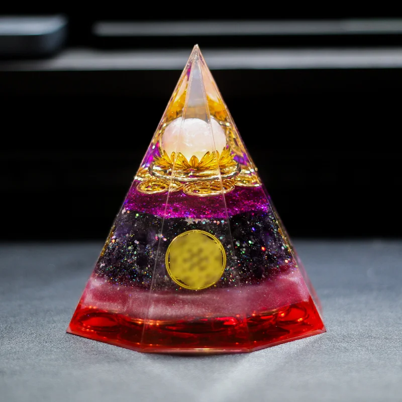 New Ball Crystal Gravel Hexagonal Pyramid Ornament Home Resin Craft Office Decoration