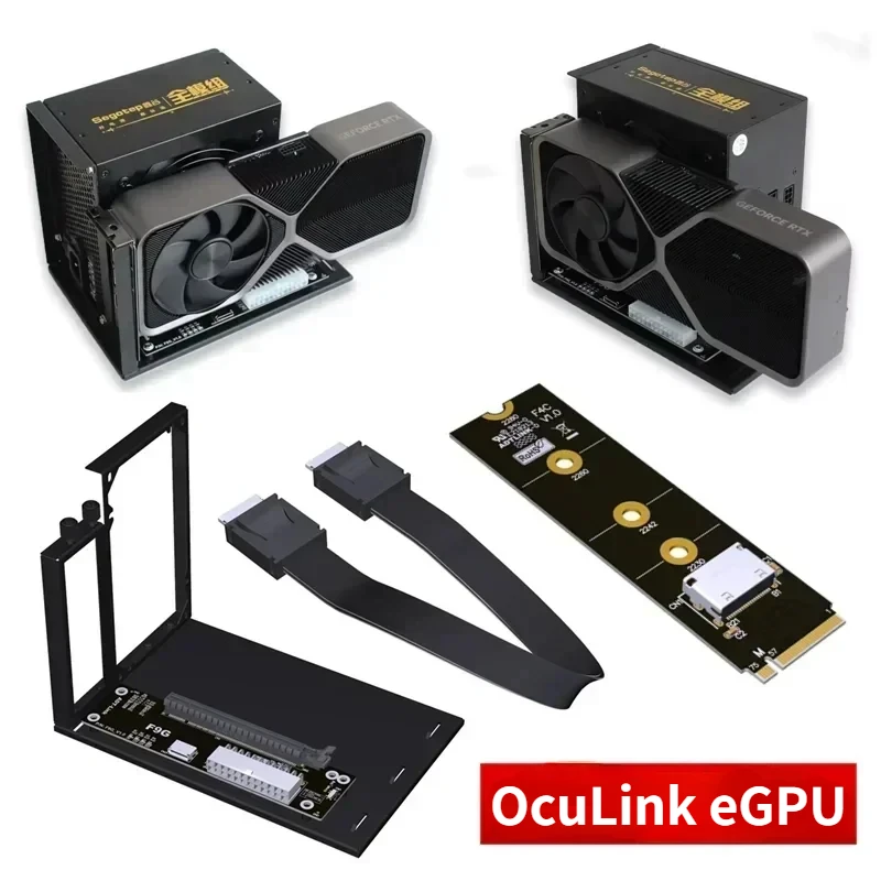 oculink pci e 40 x4 placa de video gpu dock suporte de metal placa grafica externa nuc itx stx notebook pc oculink para pci e x16 01