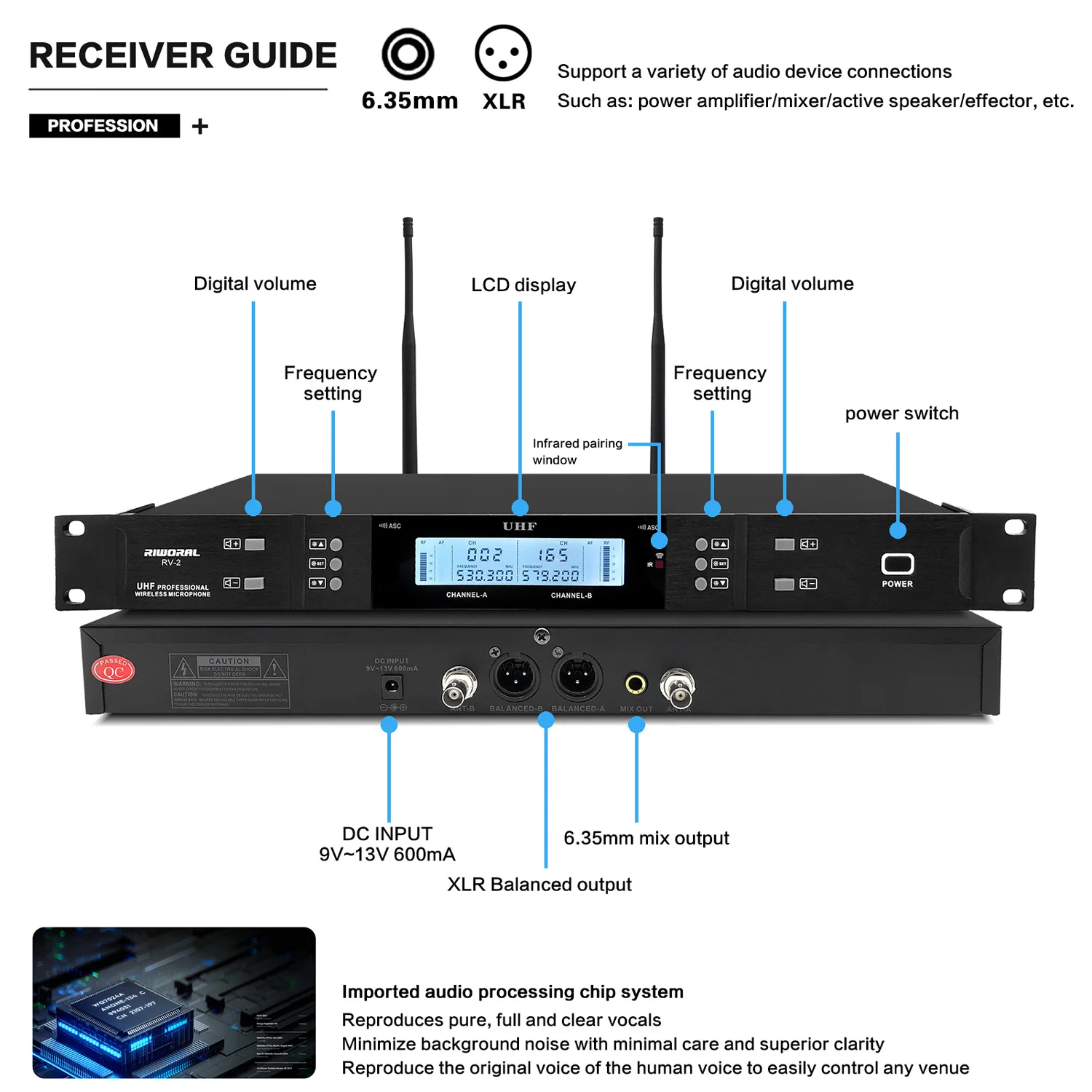 2026 RV-2 ميكروفون كاريوكي لاسلكي FM احترافي لأداء الحفلات والغناء #3