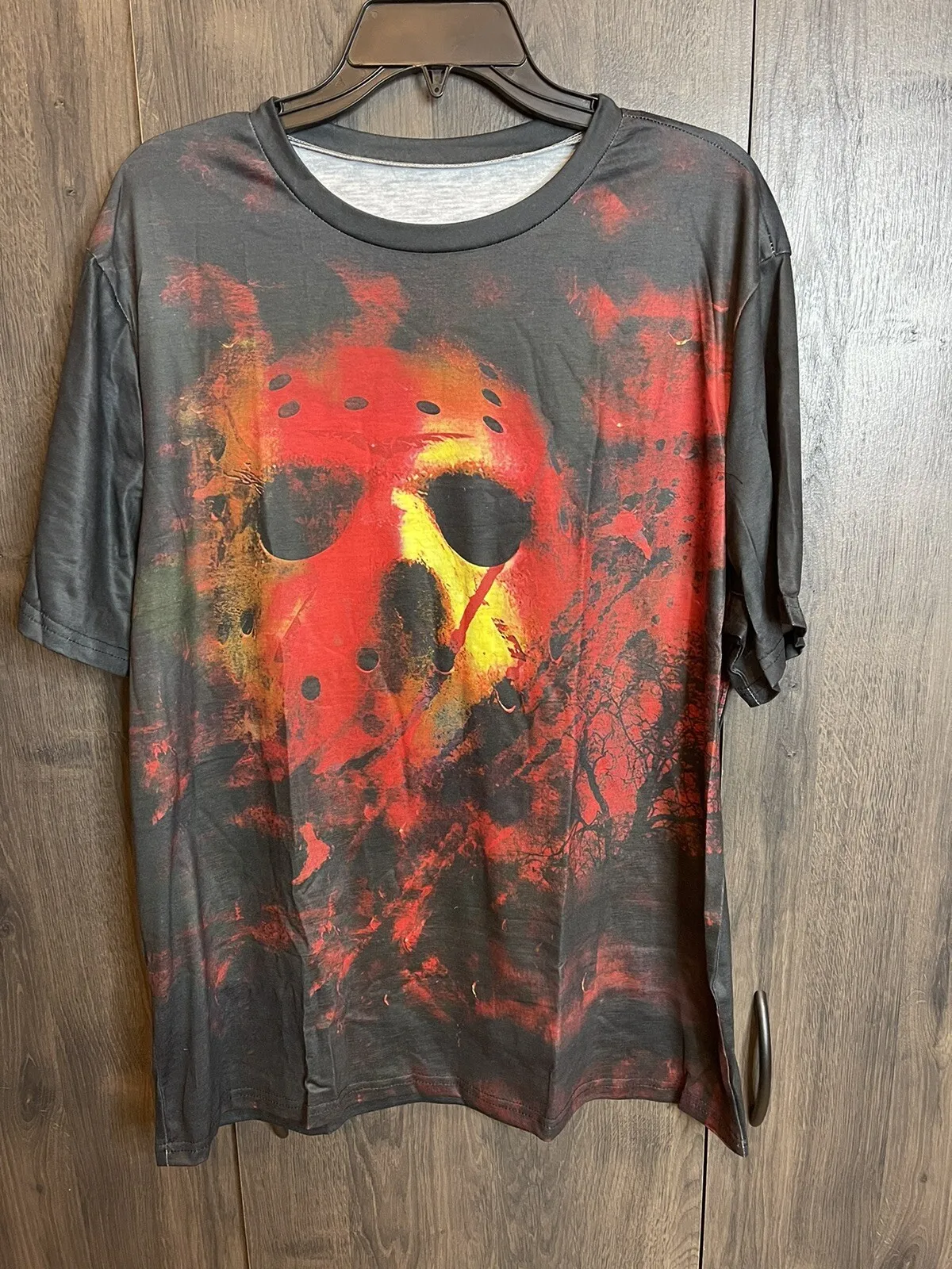 

3D Printed Luminous Jason Vorhees Scary Men's T-shirt Adult Large Black-