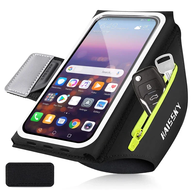 HAISSKY Stereoscopic Running Bags For iPhone 17 16 Pro Max 16 Plus 16E Men Women Zipper Earphone Pocket Outdoor Sports Armband