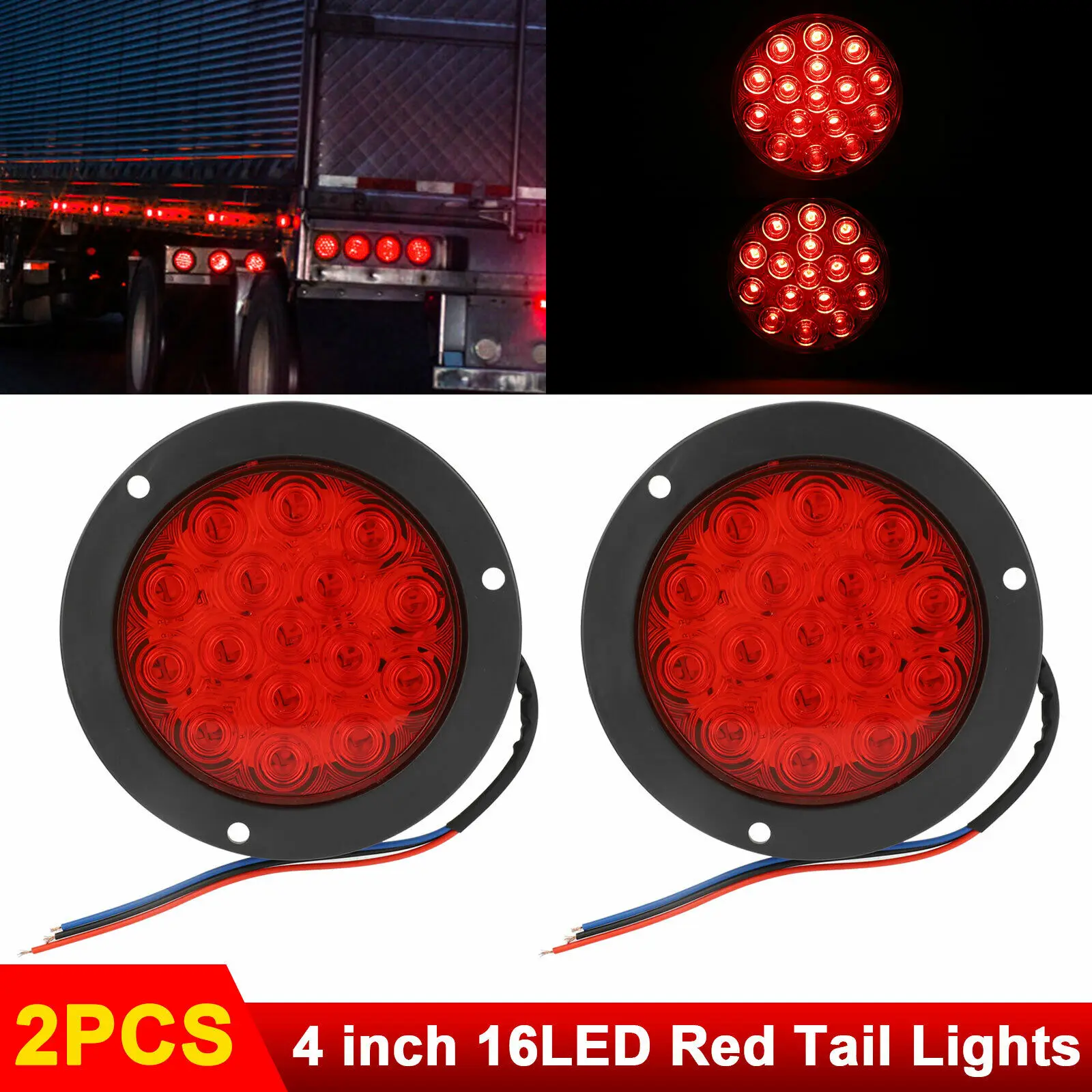 2PCS Trailer Lights 16LED Sealed Trailer Truck Lorry Stop Tail Rear Turn Brake Light 12v-24v LED Lights Camping Caravan Lights