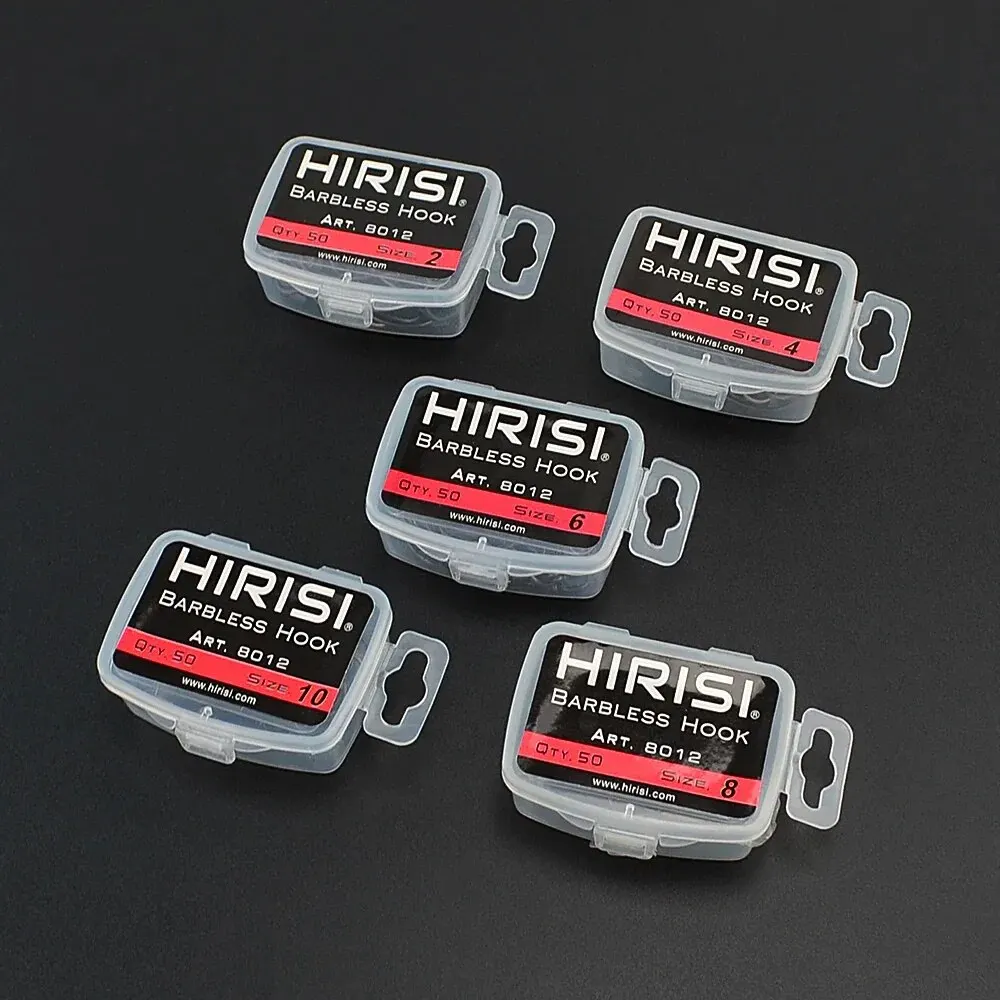 Hirisi 50 قطعة طلاء عالية الكربون الفولاذ المقاوم للصدأ Barbless السنانير 8012 الصيد هوك الصيد أداة الملحقات