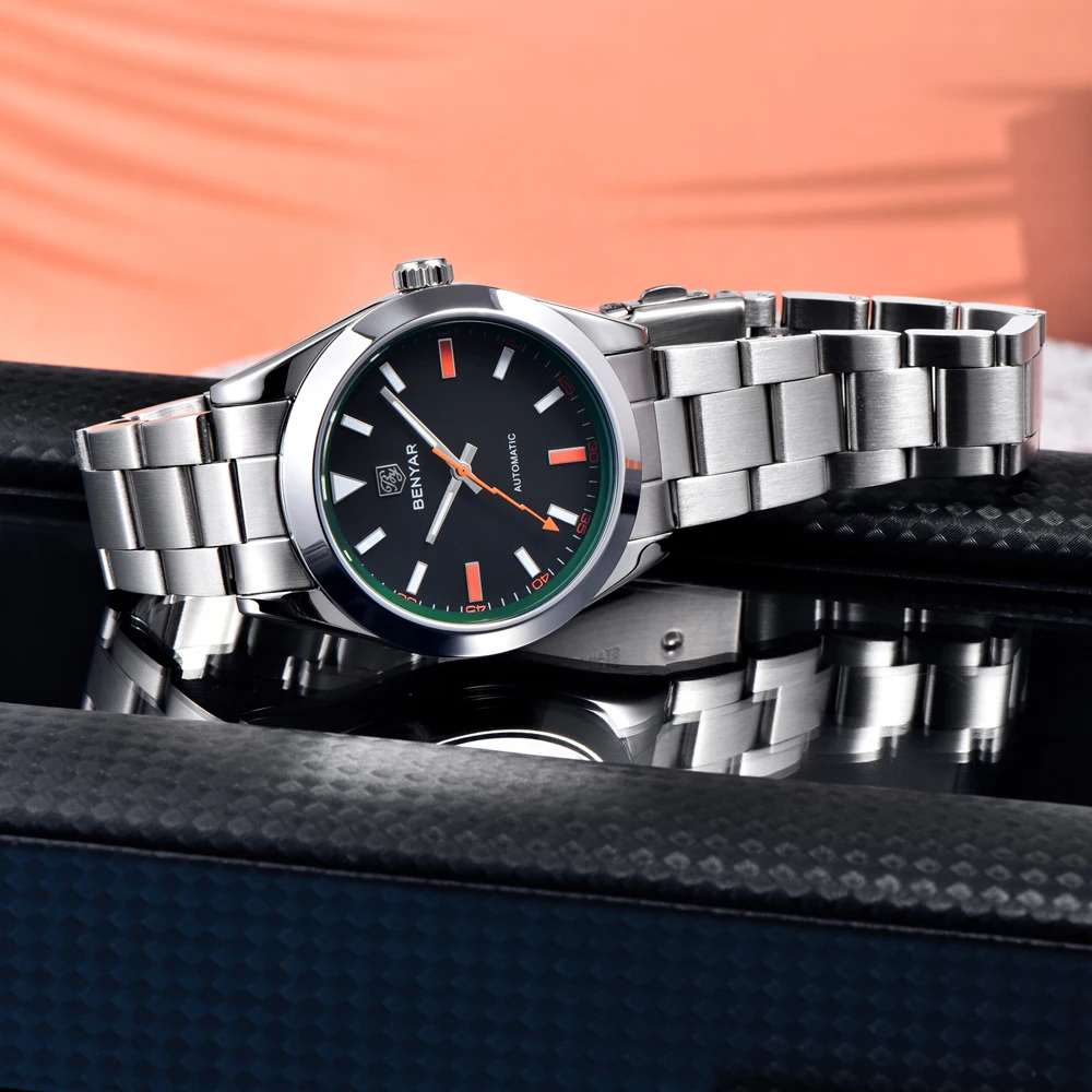 BENYAR Men's Watches Fashion High-end Men's Mechanical Watches Deep Waterproof Stainless Steel Sapphire Glass Men's Watch Gifts