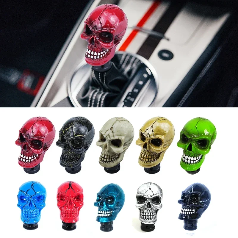 Manual Car Gear Shift Knobs Resin Skull Personality Modification Gear Stick Horrible Manual Head Lever Auto Parts for Halloween