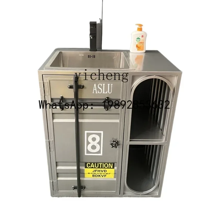 Lavabo de acero inoxidable de estilo Industrial B1, recipiente para lavabo, tipo suelo Simple Retro