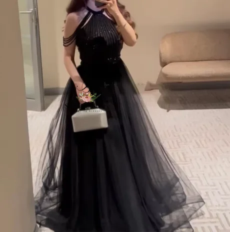 تخصيص بلا أكمام قبالة الكتف س الرقبة الطابق طول ألف خط فستان سهرة لوحة فاخرة مطرزة والديكور #1