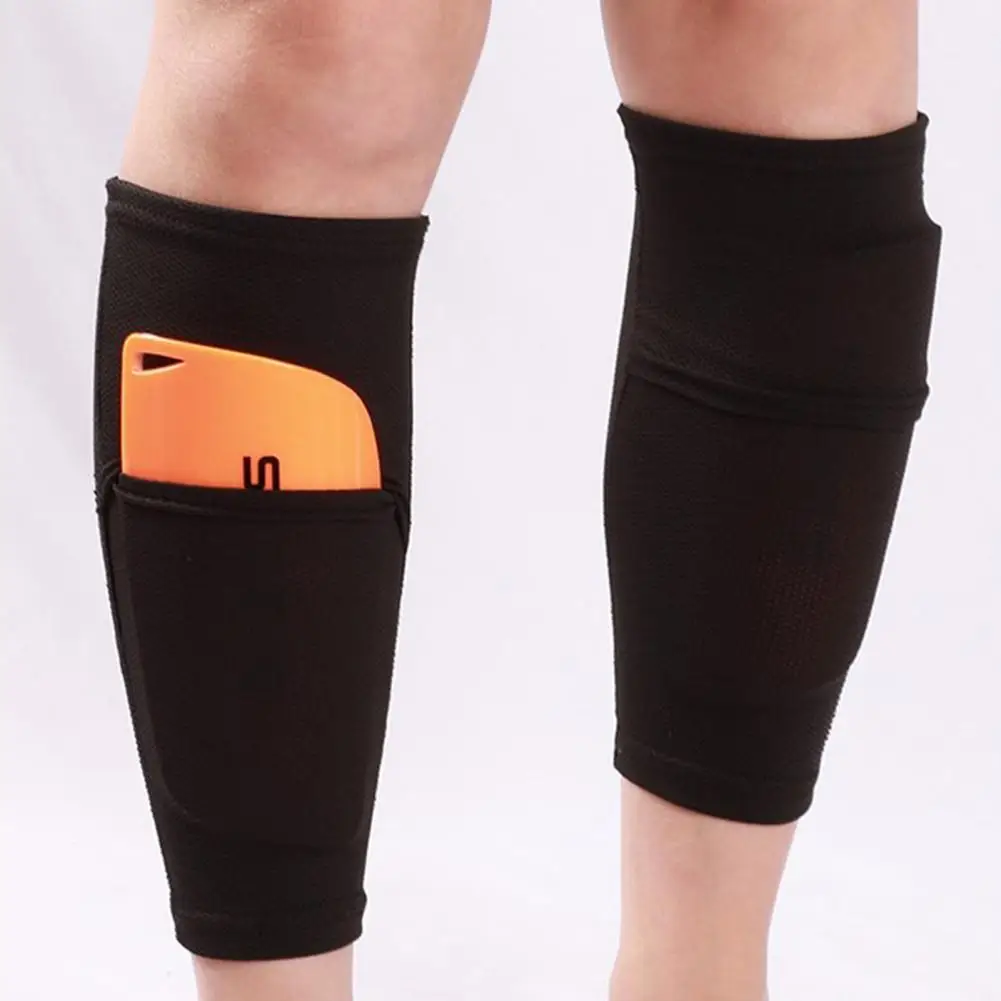 Shin Pad With Pocket Shin Guards Football Calf Sleeve Shinguard Leg Sleeves Adult Support Sock Nylon Shin Protector Soccer Gear