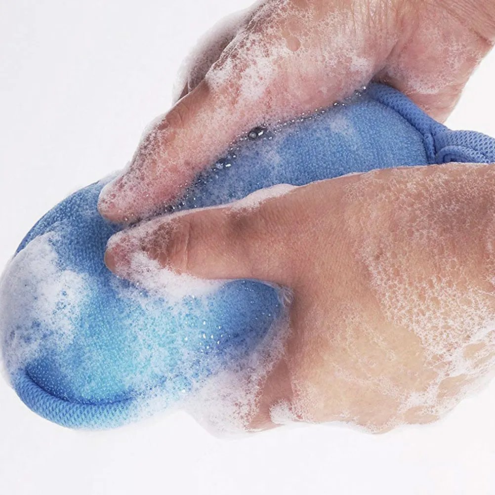 

2pcs Bath Sponge Pads Premium Soft Non-Toxic Exfoliating Scrubber For Daily Body Cleaning Spa Shower Blue Green Double Sided