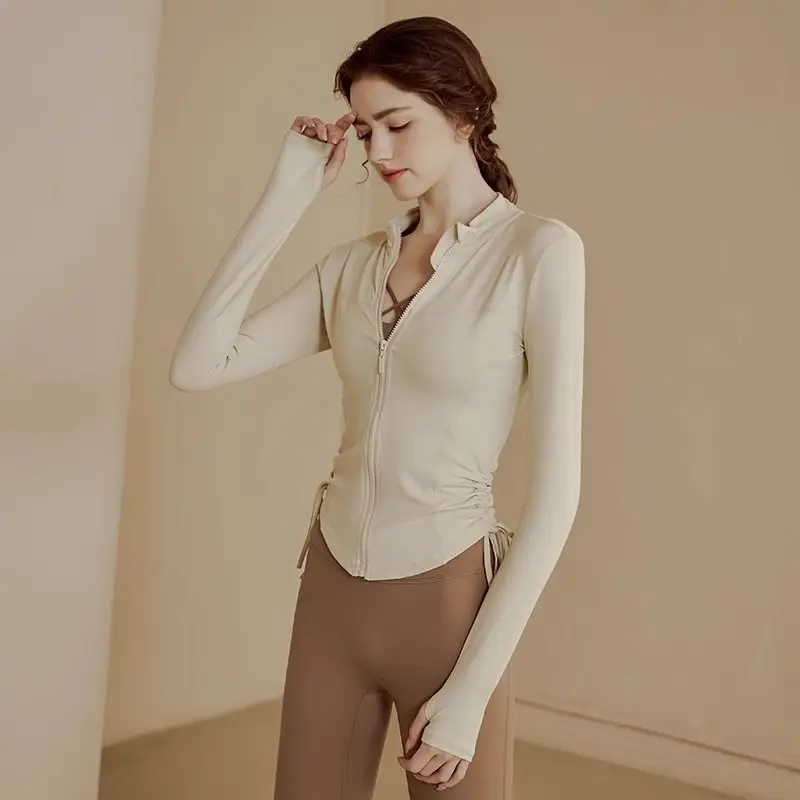 Giacca da yoga con cerniera stand up Top sportivo Vestibilità slim e dimagrante Tuta da fitness autunnale a maniche lunghe ad asciugatura rapida