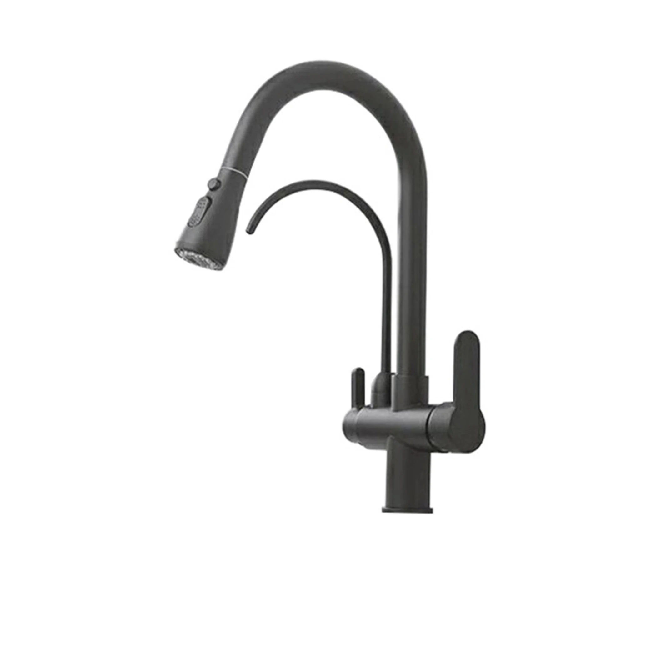 Elbow faucet with pull-out nozzle and sink faucet Matte black kitchen faucet