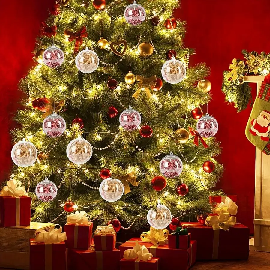 1/5/10/20/50/100pcs Clear Plastic Fillable Decorative Balls, 8.0cm Plastic Decoration Spheres, Suitable for Christmas Wedding Ho