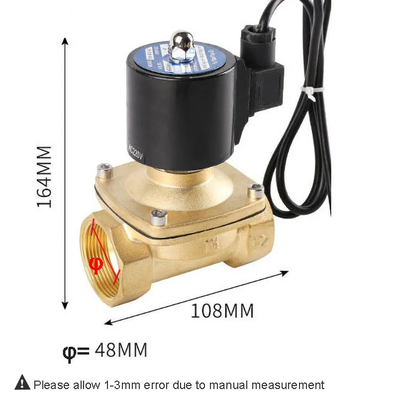 Imagem -02 - Válvula Solenóide de Latão Impermeável Válvula de Fonte Normalmente Fechada para Subaquática 220v 110v 24v 12v 24v 11 2