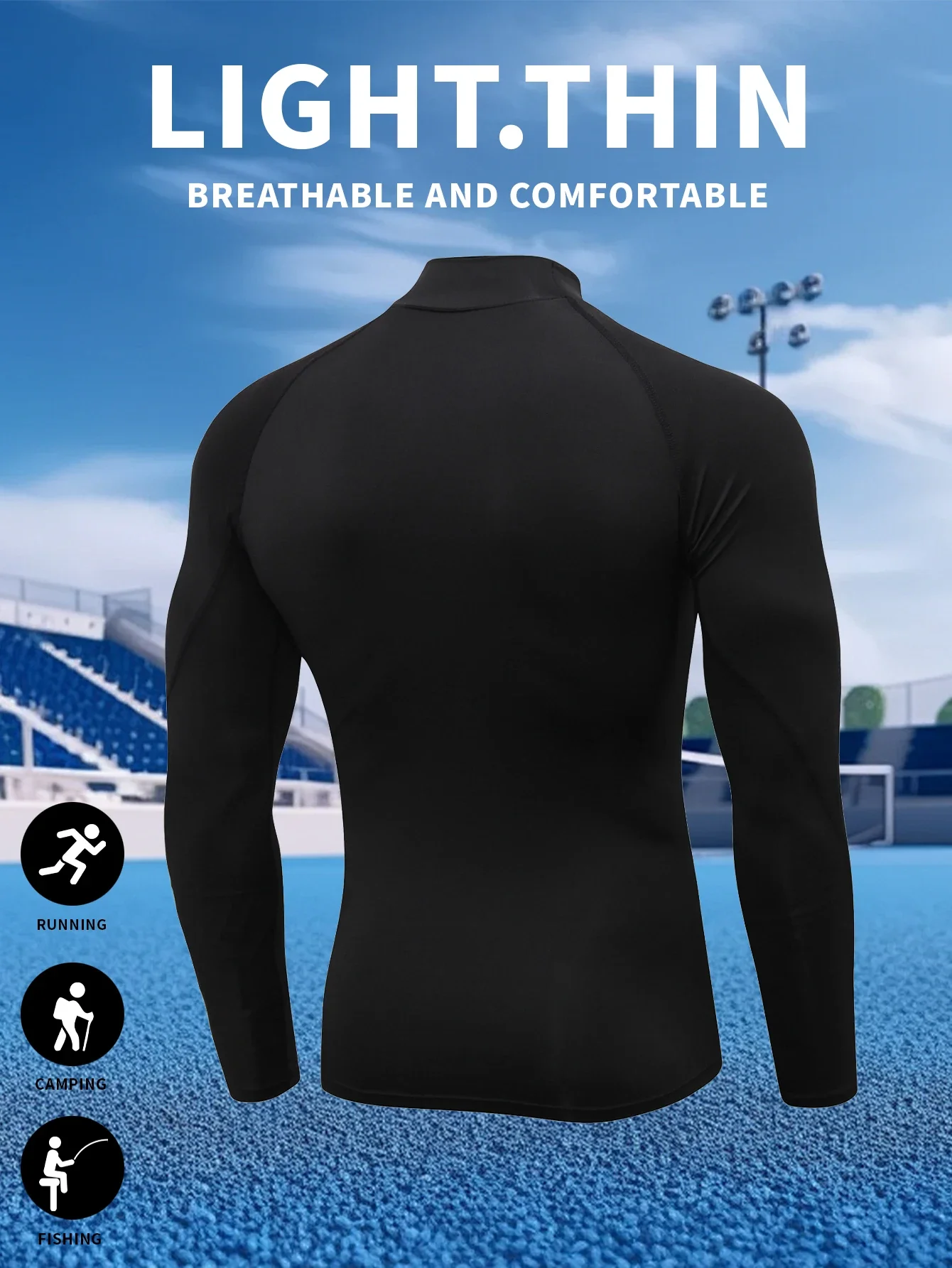 Men's quick-drying top T-shirt, long-sleeved tight-fitting sportswear, running and cycling exercise, lightweight and elastic