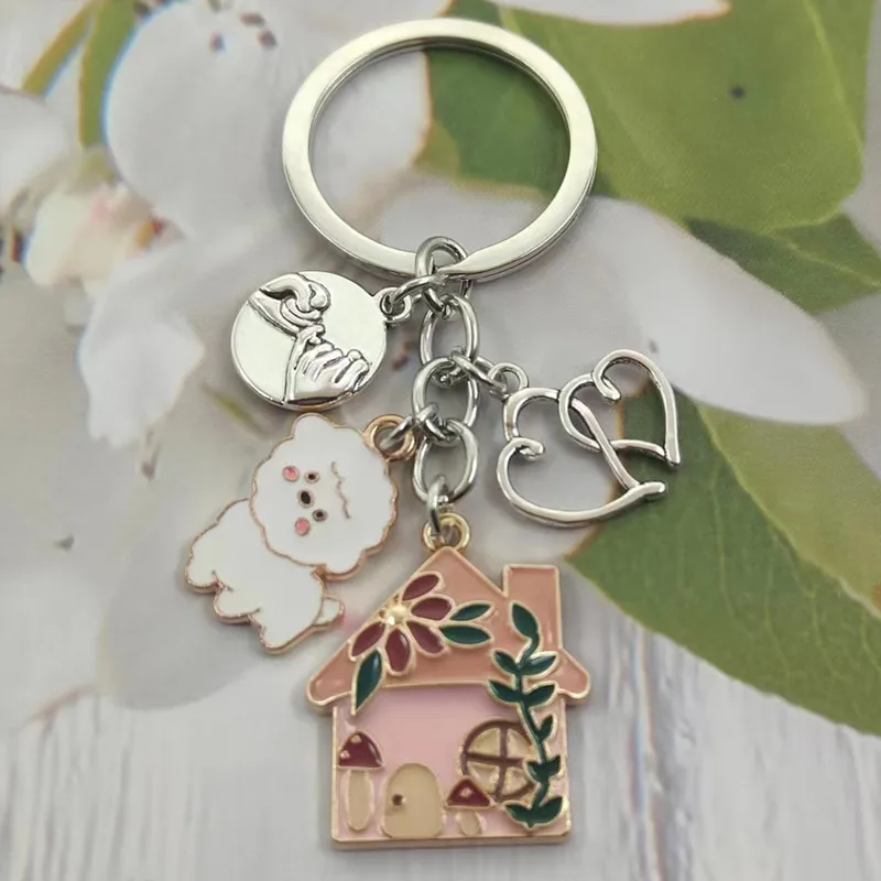 Family Key Chain Father Mother Child Love House Dog Relatives Key Chain Women Men's Handbag Accessories Handmade Jewelry Gifts