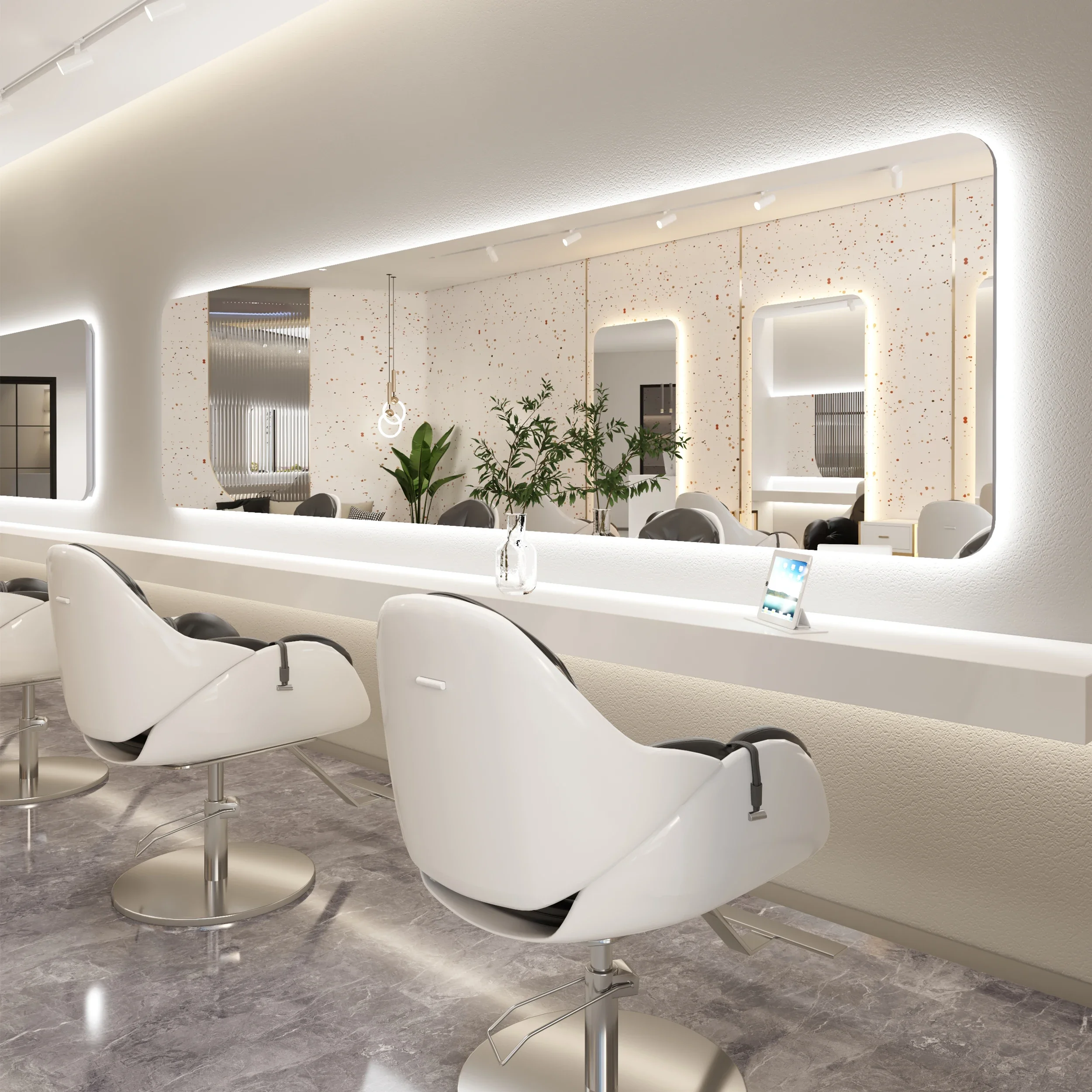 Horizontal barber shop mirror with light Internet celebrity hair salon mirror table hair salon special wall wall perm