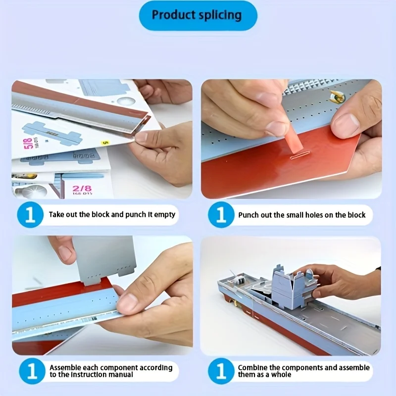 3D 항공 모함 크루저 퍼즐, 교육용 3D 퍼즐 장난감 세트, 손으로 조립한 모델, 어린이의 창의력과 상상력을 자극하고 소년 소녀에게 적합한 선물